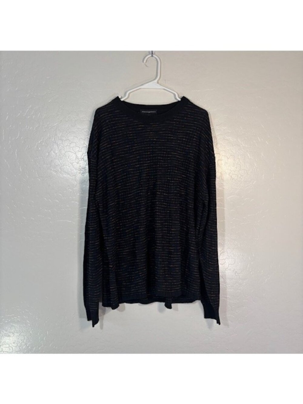 Jhane Barnes Sweater Mens XL Silk Knit Black Art Pullover Crewneck